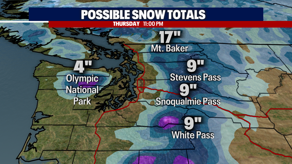 Snow total forecast through Thursday.