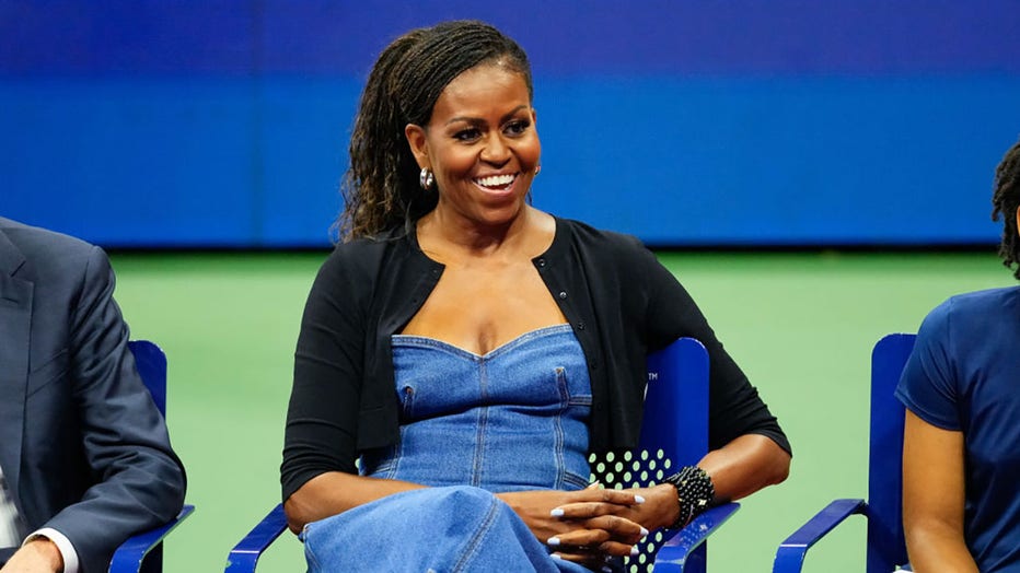 FILE - Former First Lady Michelle Obama is seen at the opening day 2023 US Open Tennis Tournament on August 28, 2023 in New York City. (Photo by Jackson Lee/GC Images)