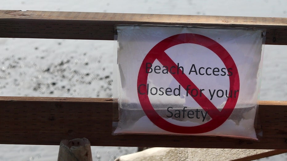 sign says beach access closed for your safety