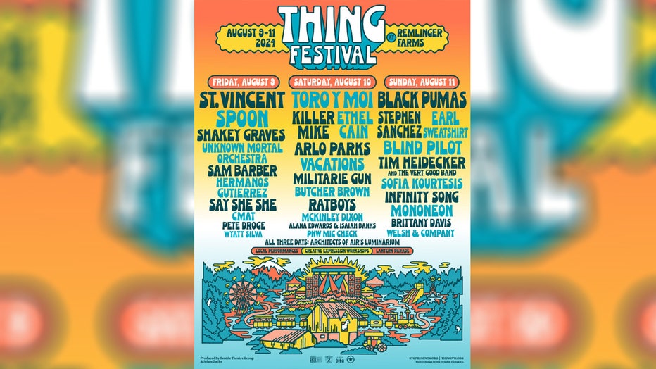 photo of the THING festival music lineup with a wide variety of indie music artists
