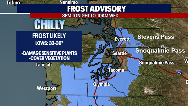 Seattle weather: Frost Advisory Tuesday night through Wednesday morning