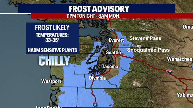 Seattle weather: Chilly overnight, sunny and dry Monday