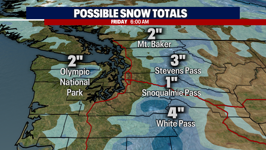 Snow forecast in the mountains.