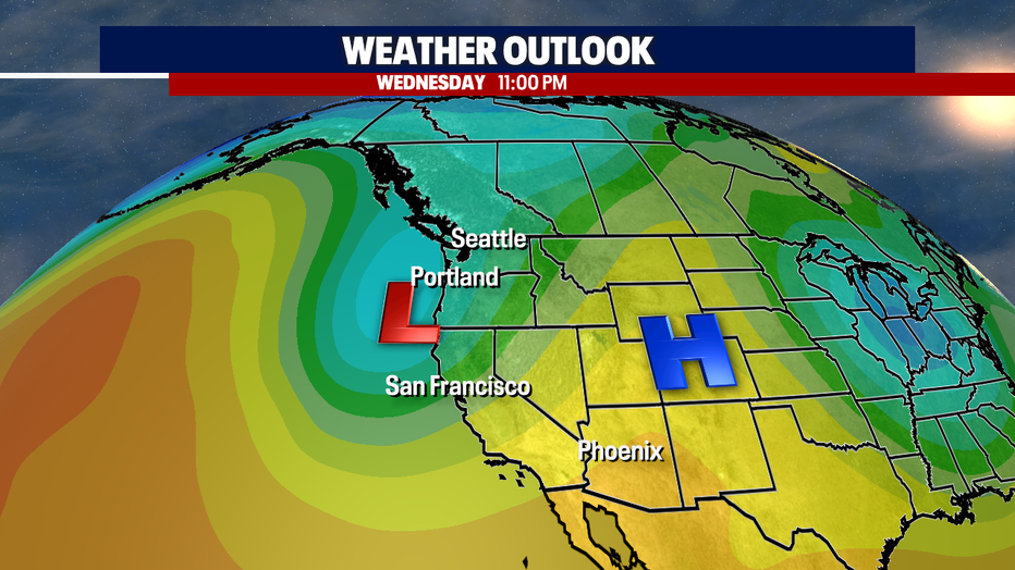 Upper level map showing influx of colder air.