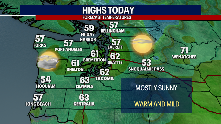 Monday's forecasted high temperatures