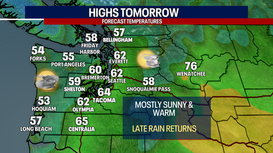 Seattle Weather: Mostly sunny & warm Tuesday, rain returns late | FOX ...