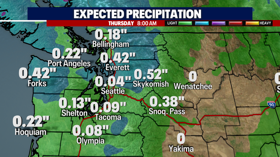 Expected rainfall totals through Thursday morning.