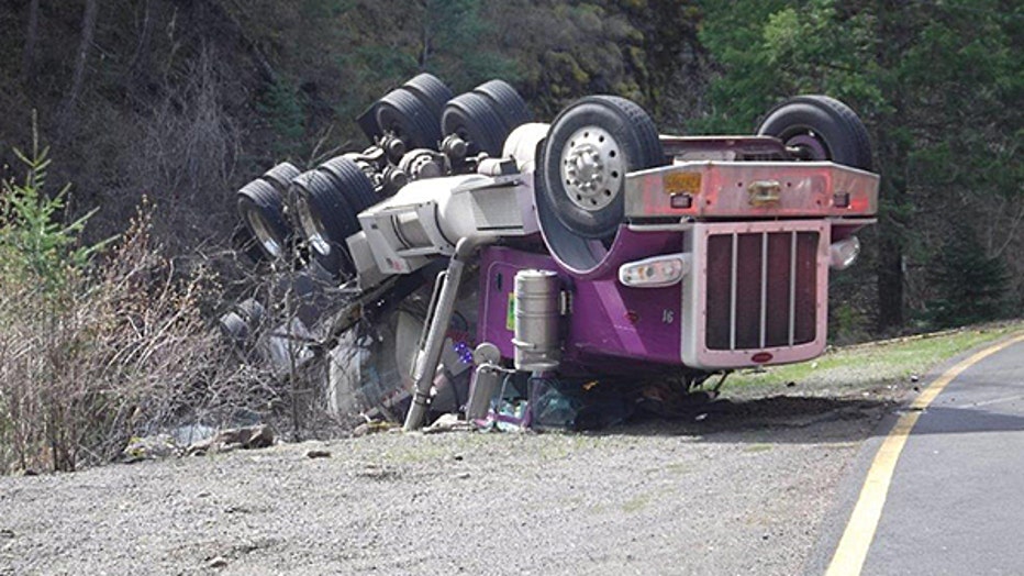 overturned tanker truck