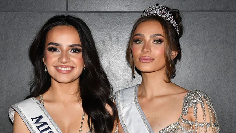 FILE - (L-R) Miss Teen USA 2023, UmaSofia Srivastava and Miss USA 2023, Noelia Voigt attend Supermodels Unlimited Magazine Presents: Billboards Over Broadway - NYFW Celebrity Event at Nebula Nightclub on Feb. 10, 2024, in New York City. (Photo by Craig Barritt/Getty Images for Supermodels Unlimited)