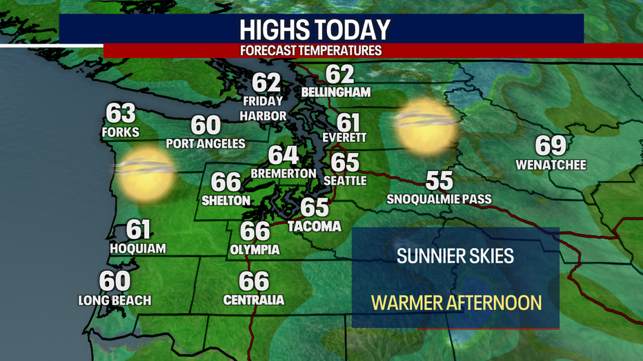 High temperatures forecast for Western Washington and Seattle on Thursday