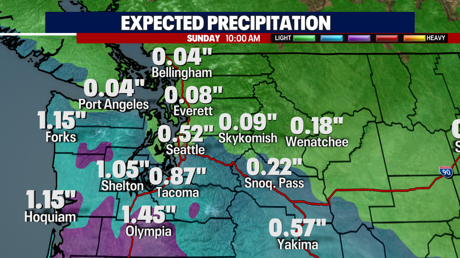 Wet south of Seattle over the next three days.