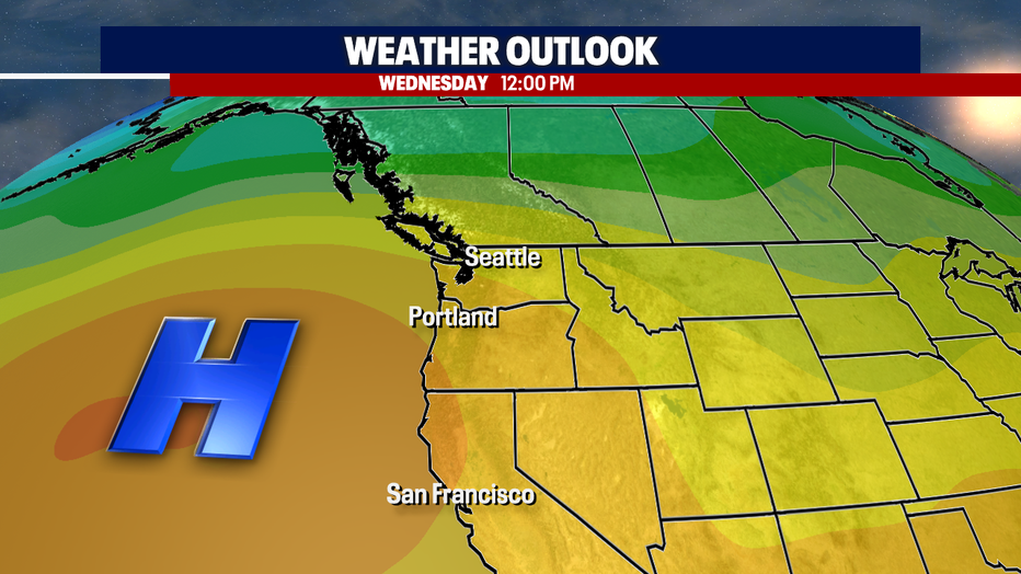 High pressure is moving in offshore, bringing sunshine to Western Washington