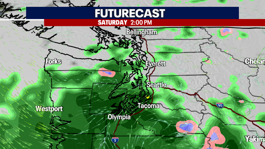 Western Washington will be wet and cool Saturday.