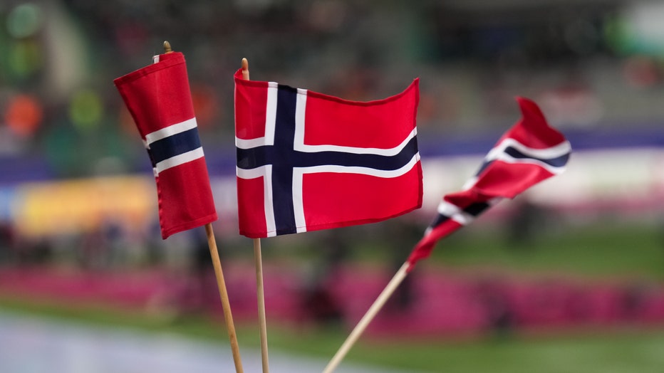 three small norweigan flags