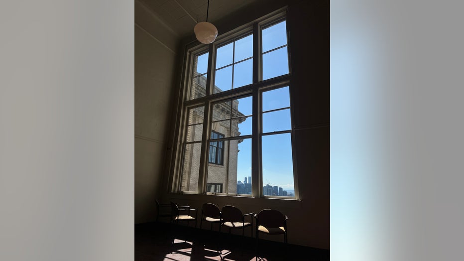 old queen anne high school classroom window