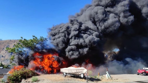 Wind-driven fire burns down 3 homes in Washington's Douglas County