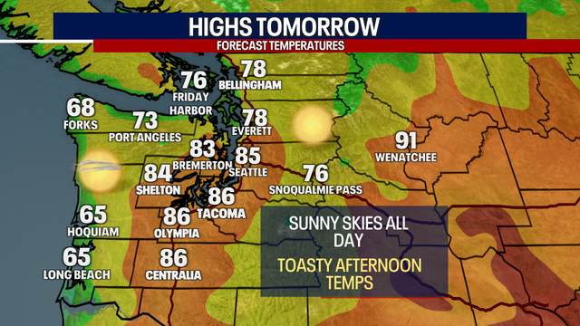 Seattle Weather: Toasty temperatures and sunny skies Friday