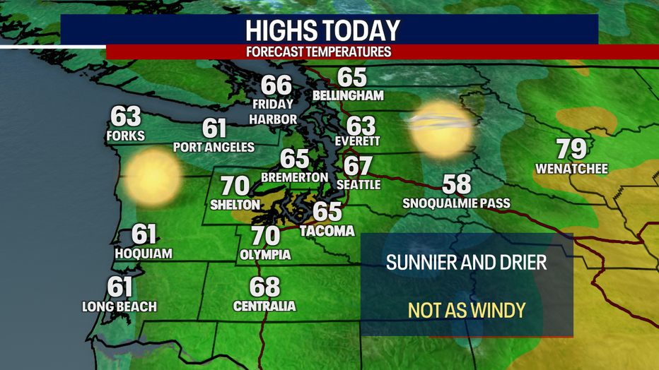 Mild weather is forecast for Seattle Wednesday with a high of 67.