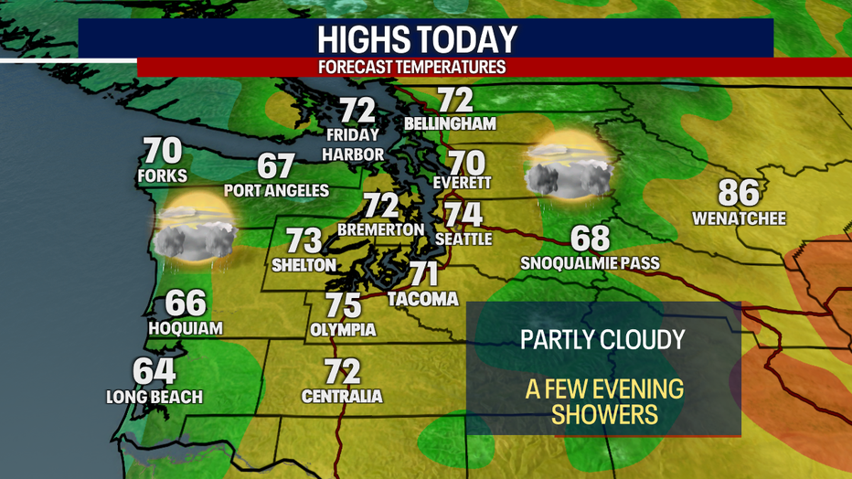 Mild weather with highs in the 70s are on the way for Seattle Saturday.