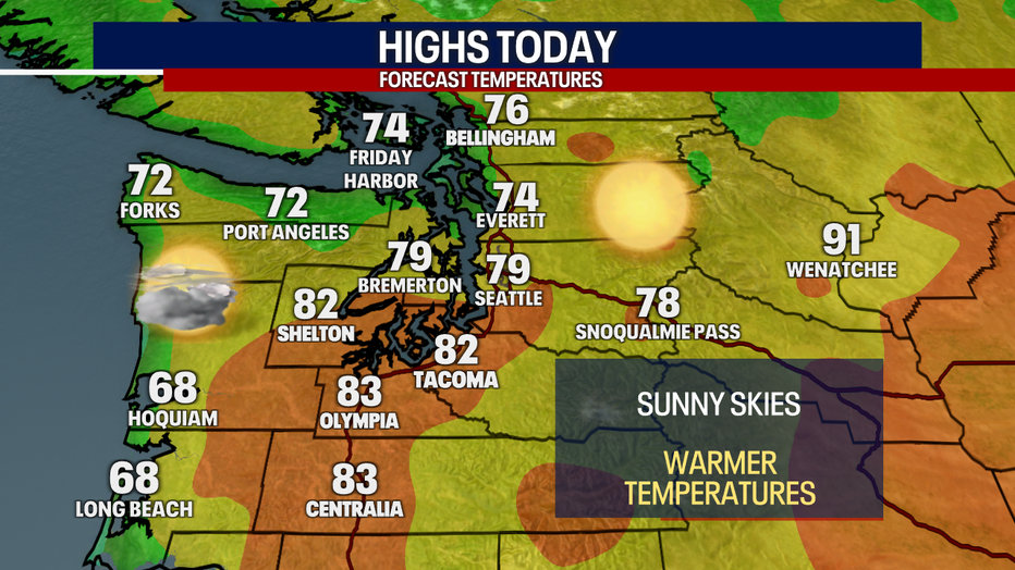 Warmer in Seattle and Western Washington Tuesday.