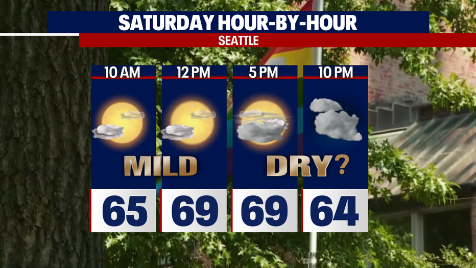 Mild and mostly dry weather is forecast Saturday in Seattle.