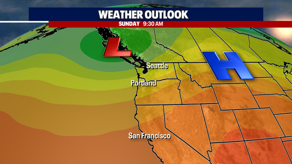 Nature's air conditioning will hit the Pacific Northwest on Sunday.