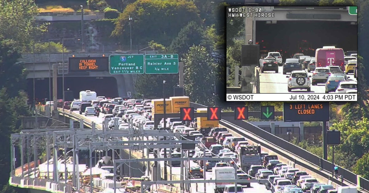 Car crash shuts down 3 lanes of westbound I-90 in Seattle | FOX 13 Seattle