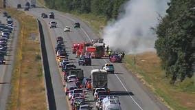 Car fire in Marysville causes 13-mile backup on northbound I-5
