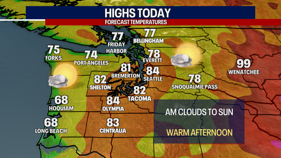 Warmer-than-normal weather is forecast in Seattle Friday.