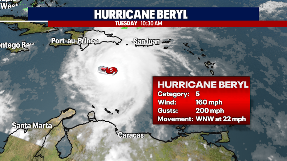 Hurricane Beryl is pushing toward Jamaica.