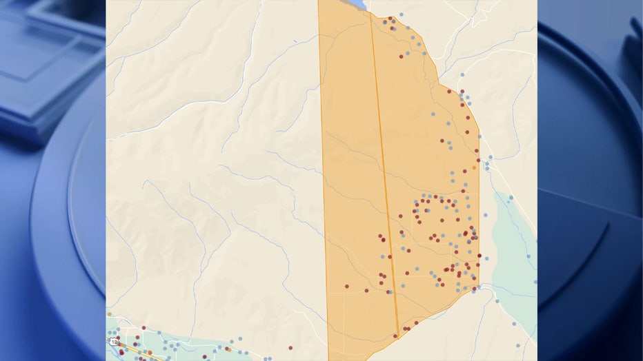 Level 2 evacuation map in Selah Washington. Residents have been asked to get their belongings and be ready to leave at a moment's notice if the Black Canyon Fire grows.