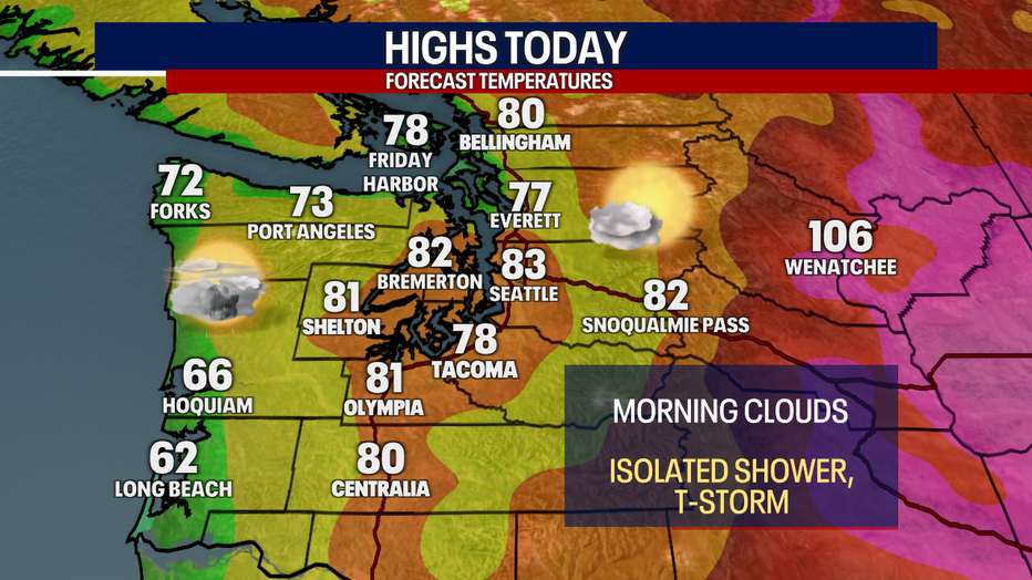 Warm weather with highs in the 80s are forecast for Seattle Sunday.