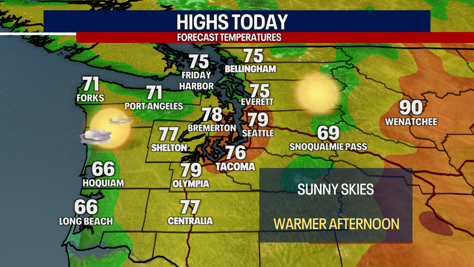 Warm, pleasant weather is forecast for Seattle Saturday.