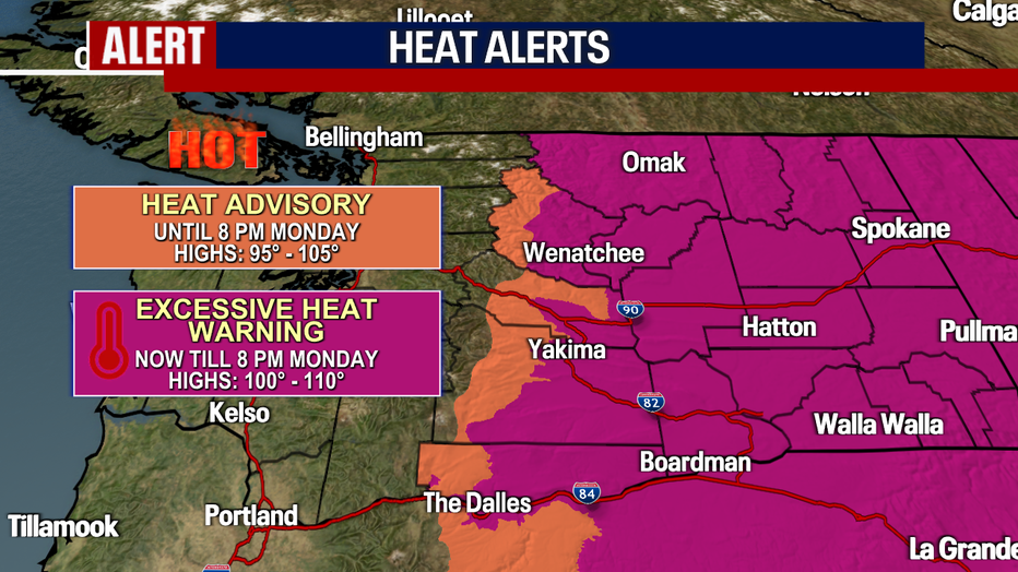 While warm weather continues in Seattle Sunday, hotter temperatures are forecast east of the Cascades.