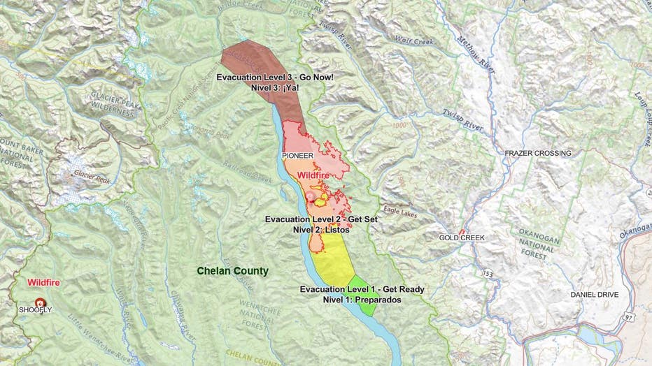 Pioneer Fire Evacuation Map 7/29/24