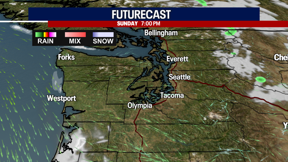 Drier weather is likely for Seattle Sunday evening.