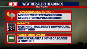 Seattle weather: Widespread thunderstorms possible tonight