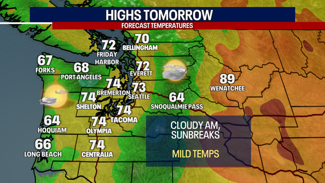 Seattle weather: Mostly cloudy and mountain storms Thursday