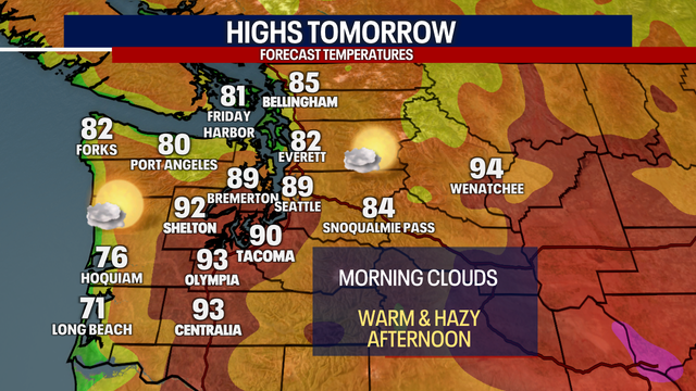 Seattle weather: Hazy skies and hot temperatures Wednesday