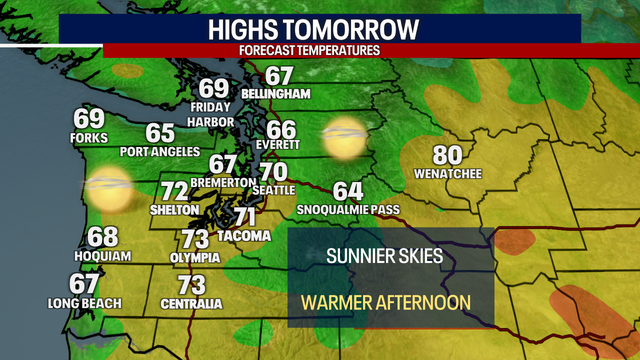 Seattle weather: Sunny skies and slowly warming temperatures Wednesday