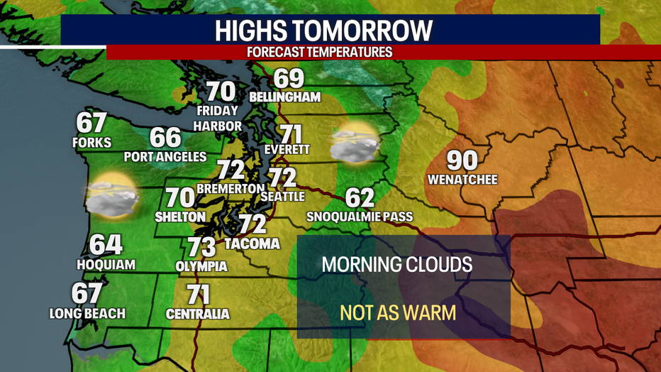 Highs Monday in the low 70s