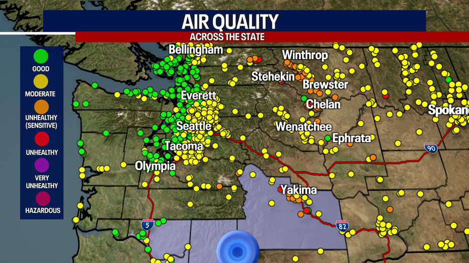 Smoky weather will drop air quality to "moderate" levels in Seattle.