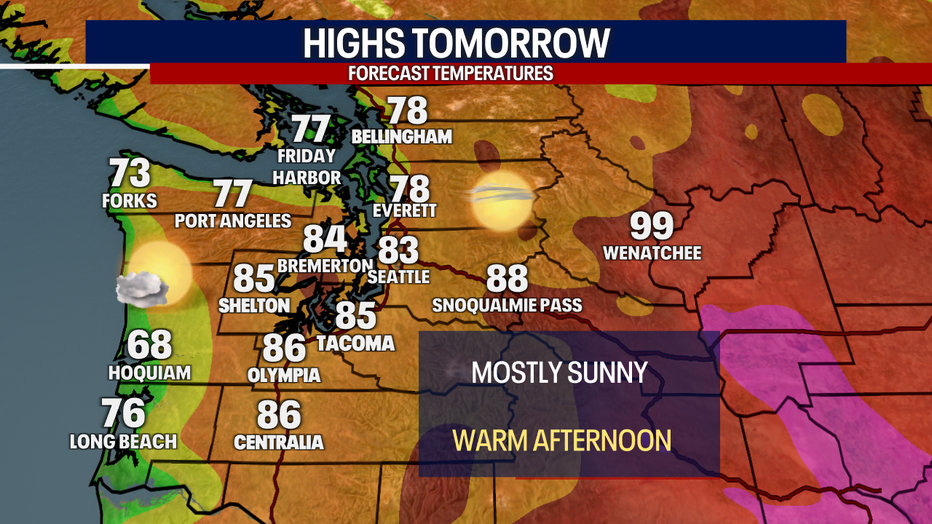 The summer warmth continues on Sunday for the Seattle area.