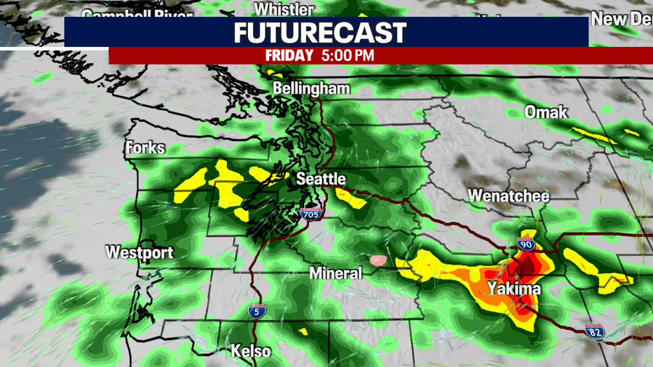 A map showing the Futurecast for Western Washington Friday afternoon.