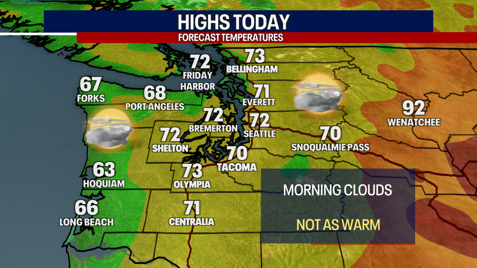 Cooler weather is forecast for Seattle on Sunday.