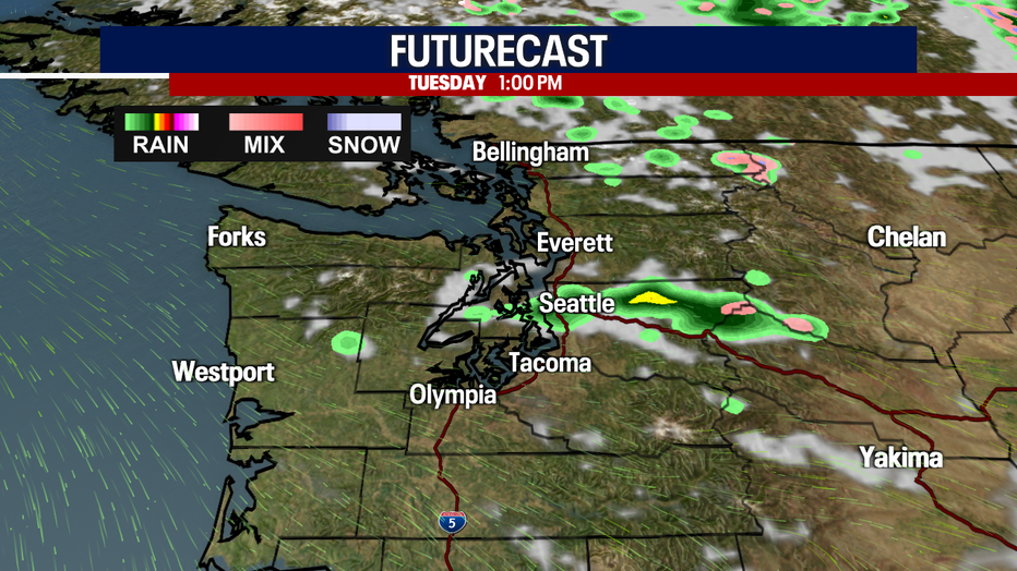 Showers are possible near Seattle Tuesday.