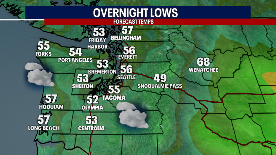 Cooler and cloudy overnight