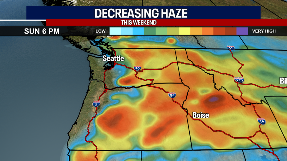 An increase in onshore flow will help improve hazy skies starting Sunday.