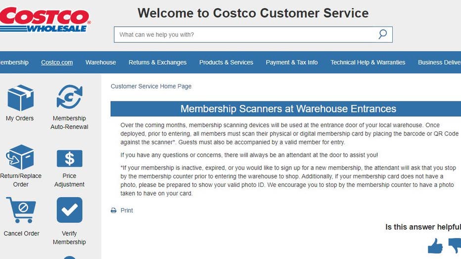 image of costco website