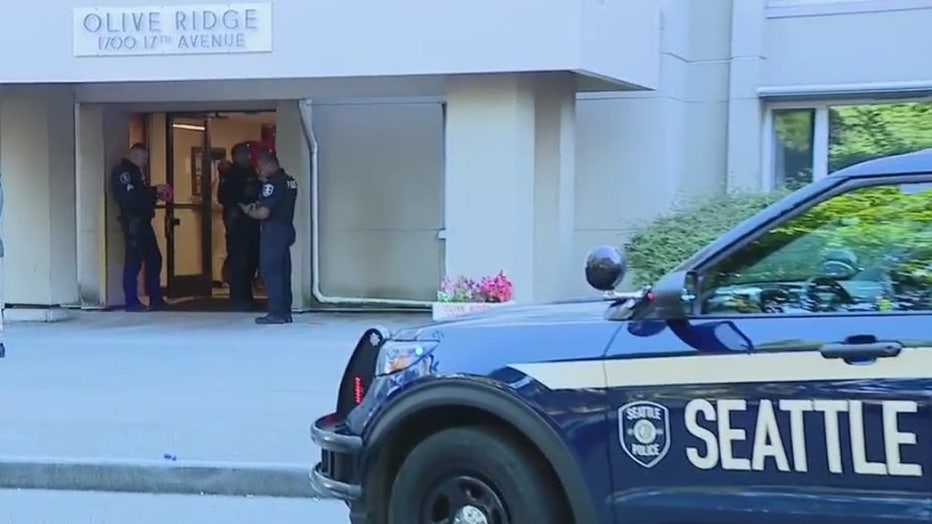 Seattle police officers at the scene of a deadly shooting in the Capitol Hill neighborhood.